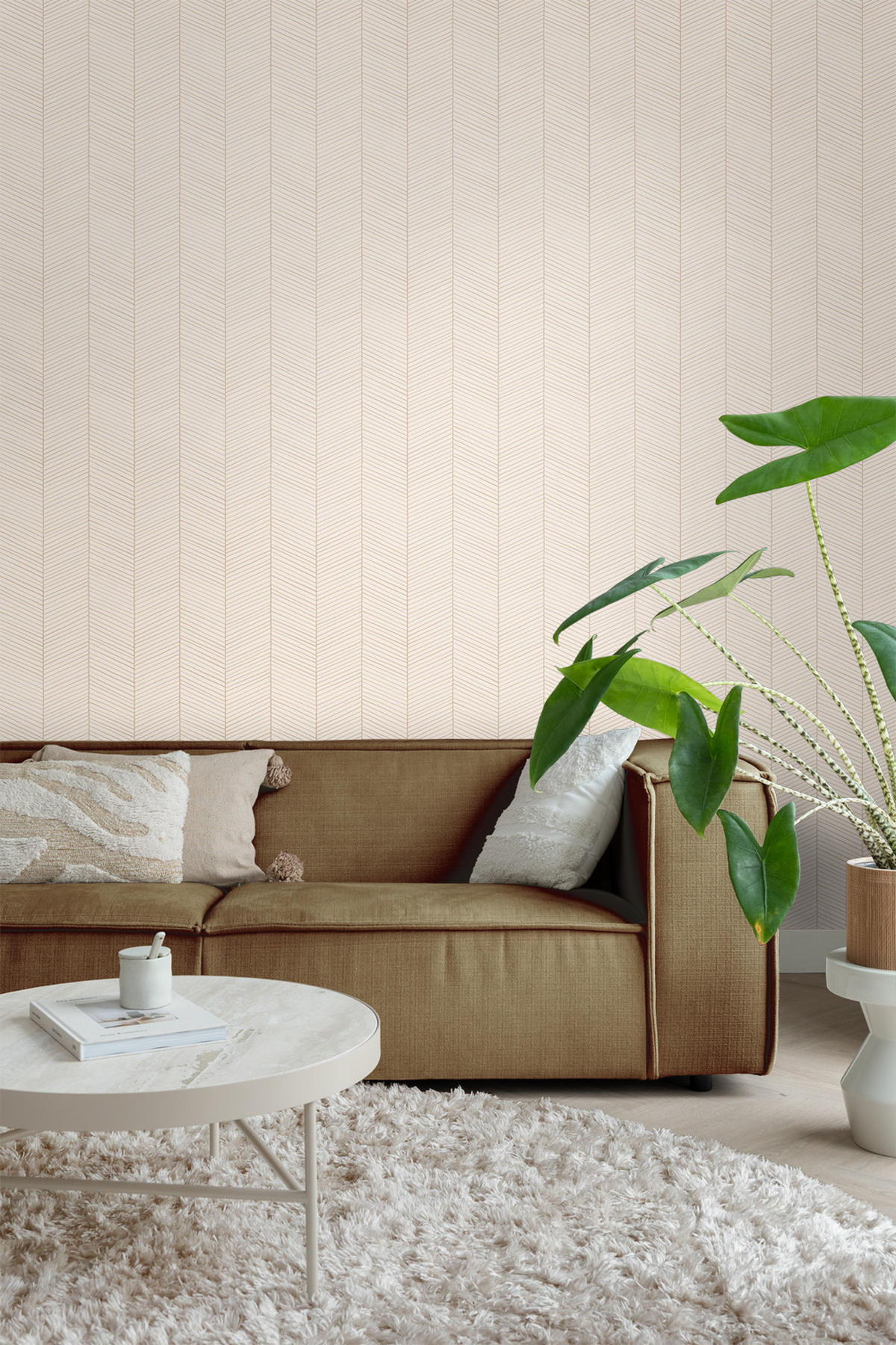 TAPETE Fischgrätmuster 53 cm x 10.05 m - Beige, Papier (53/1000cm) - ESTAhome