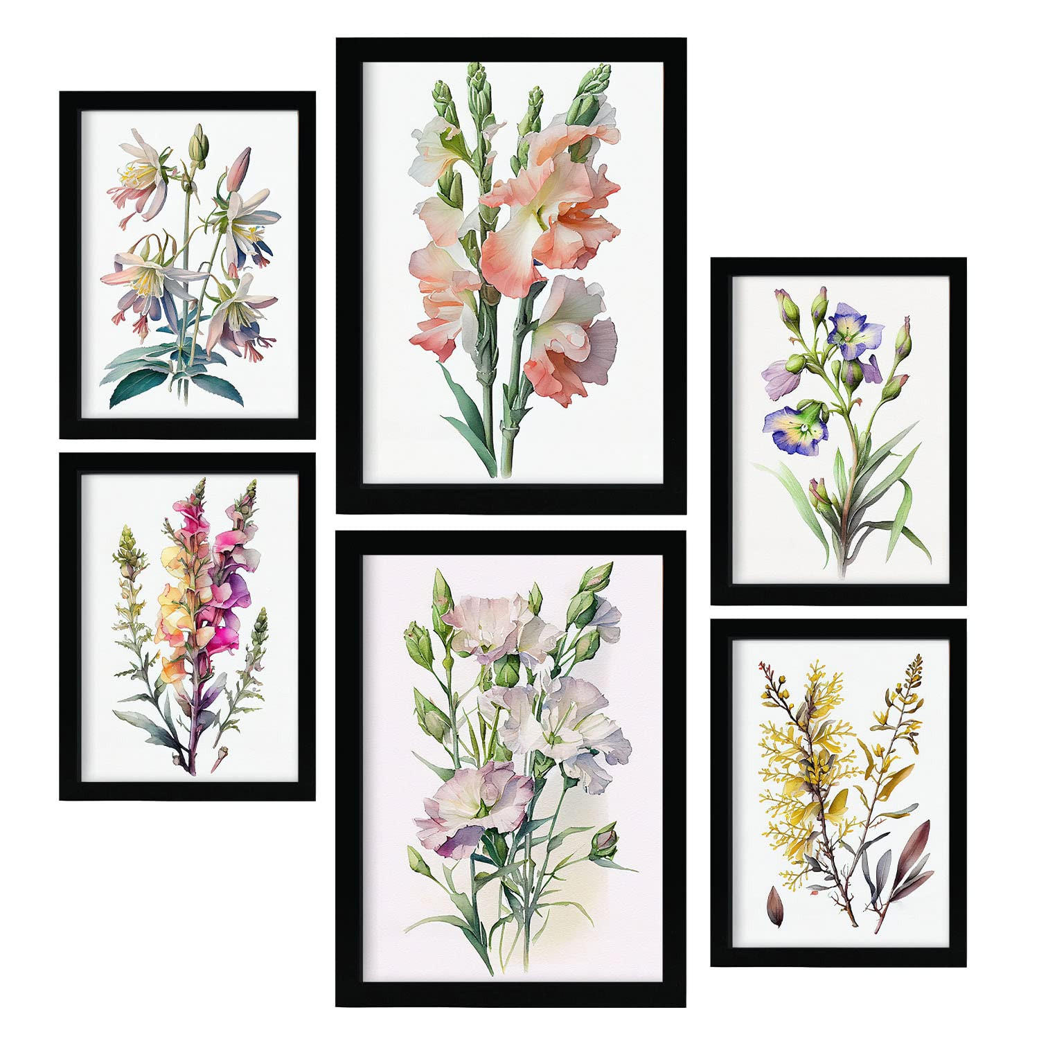 POSTER Set Mit 6 Wilde Blumen Vollfarbige Blumenmotiven A3 & A4 Rahmenlos - Klar, Papier (29/3cm) - Nacnic