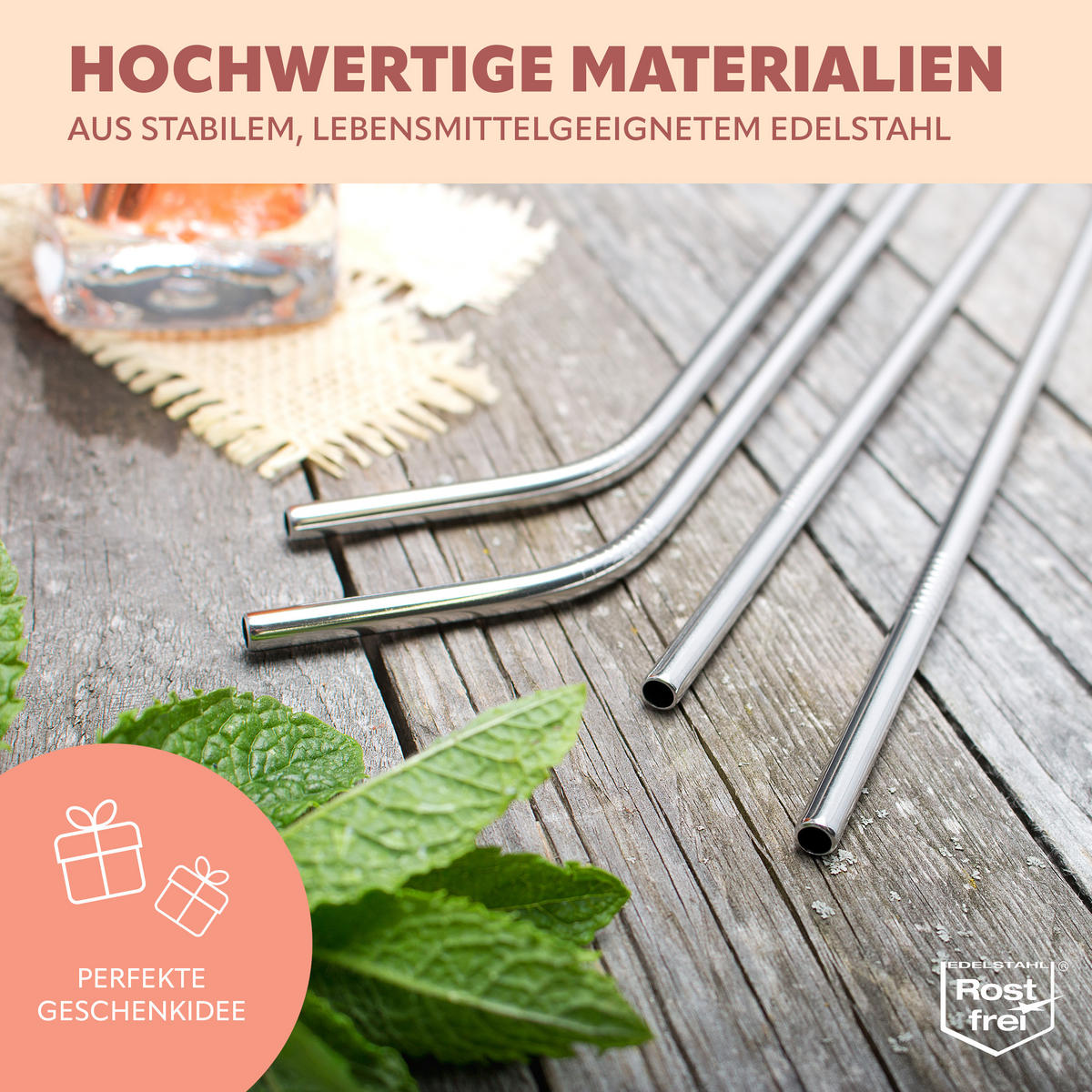 TRINKHALME, silber - Edelstahlfarben, Metall (0.6/26.5cm) - bremermann