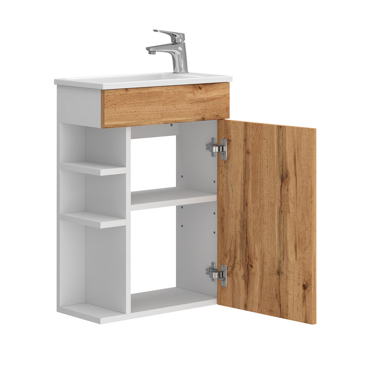 BADMÖBEL-SET Amadeo Goldkraft Eiche 2 Teile, mit Waschbecken - Honigeiche, Holzwerkstoff (50/70/25cm) - Vicco
