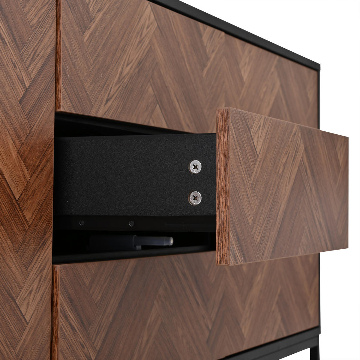 SIDEBOARD Holz Schwarz 3 Schubladen 2 Türen 145x40x67cm Metallrahmen - Multicolor, Holzwerkstoff (40/67/145cm) - FLIEKS