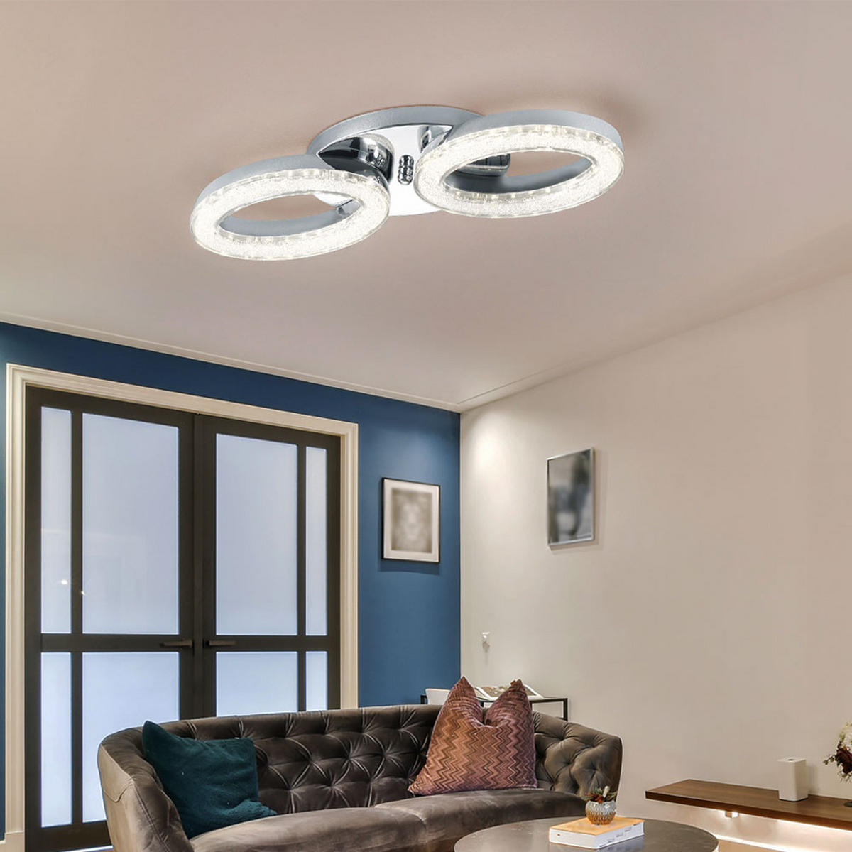 LED DECKENLEUCHTE ELEKTRA Silber Metall - Silberfarben, Metall (43/14/5.5cm)