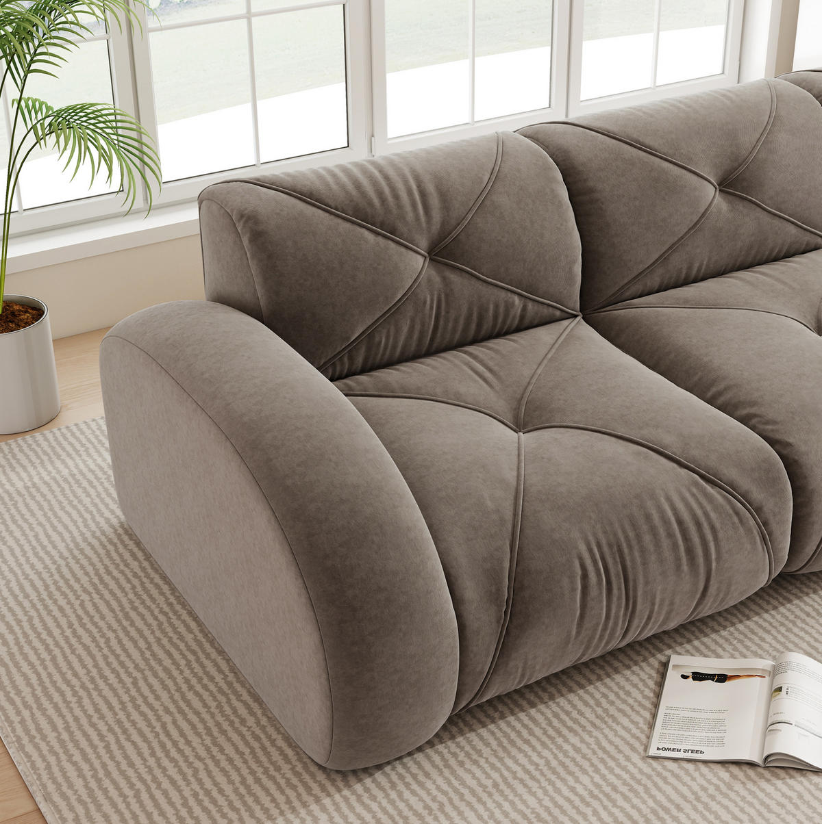 2-SITZER-MODULSOFA rahmenlos mit 32D-Hochdichteschaum, flexible Form und keine Montage, Braun - Braun, Textil (204/76/95cm) - Redom