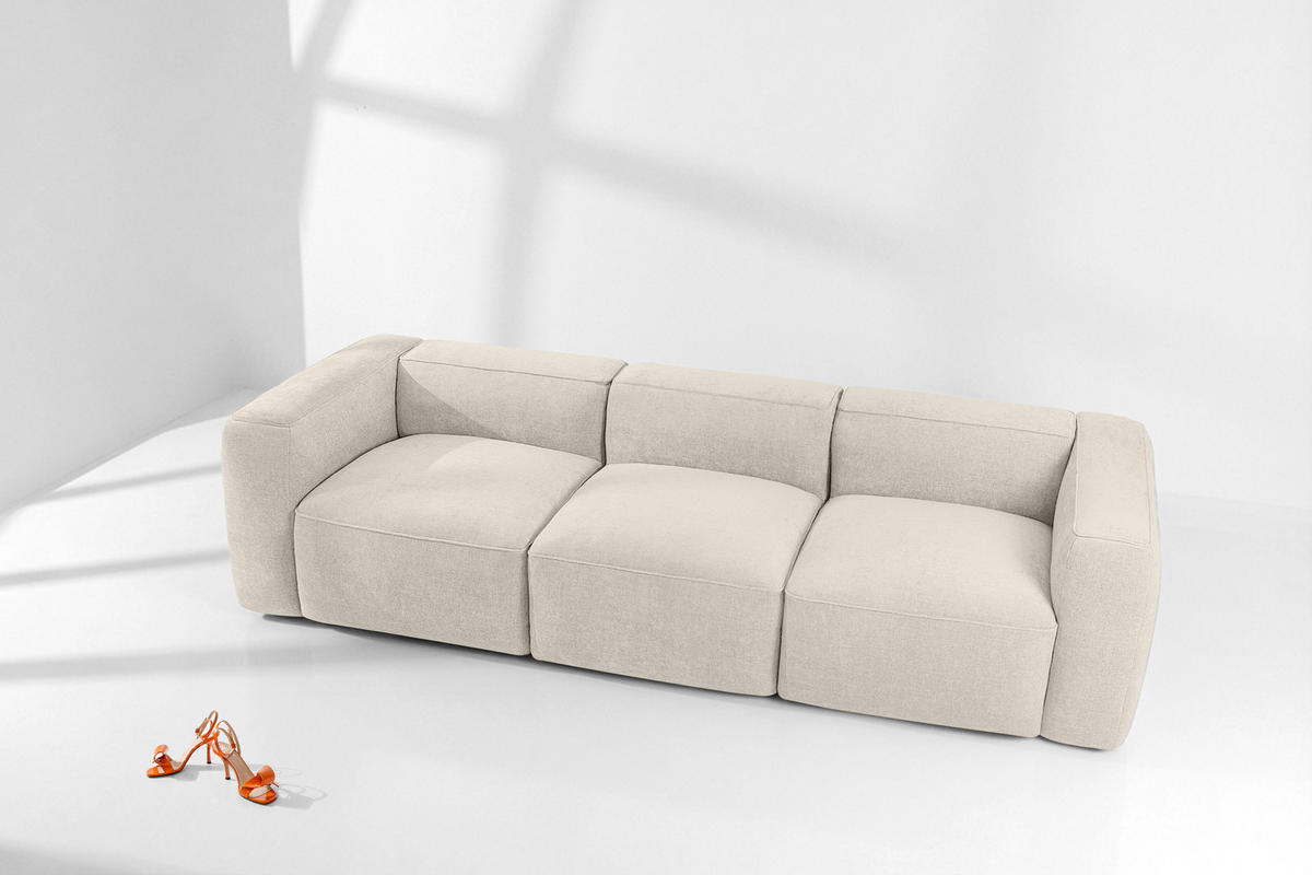 3-SITZER SOFA FUBBO, Ecru - Ecru, Holz/Holzwerkstoff (290/73/96cm) - KONSIMO®