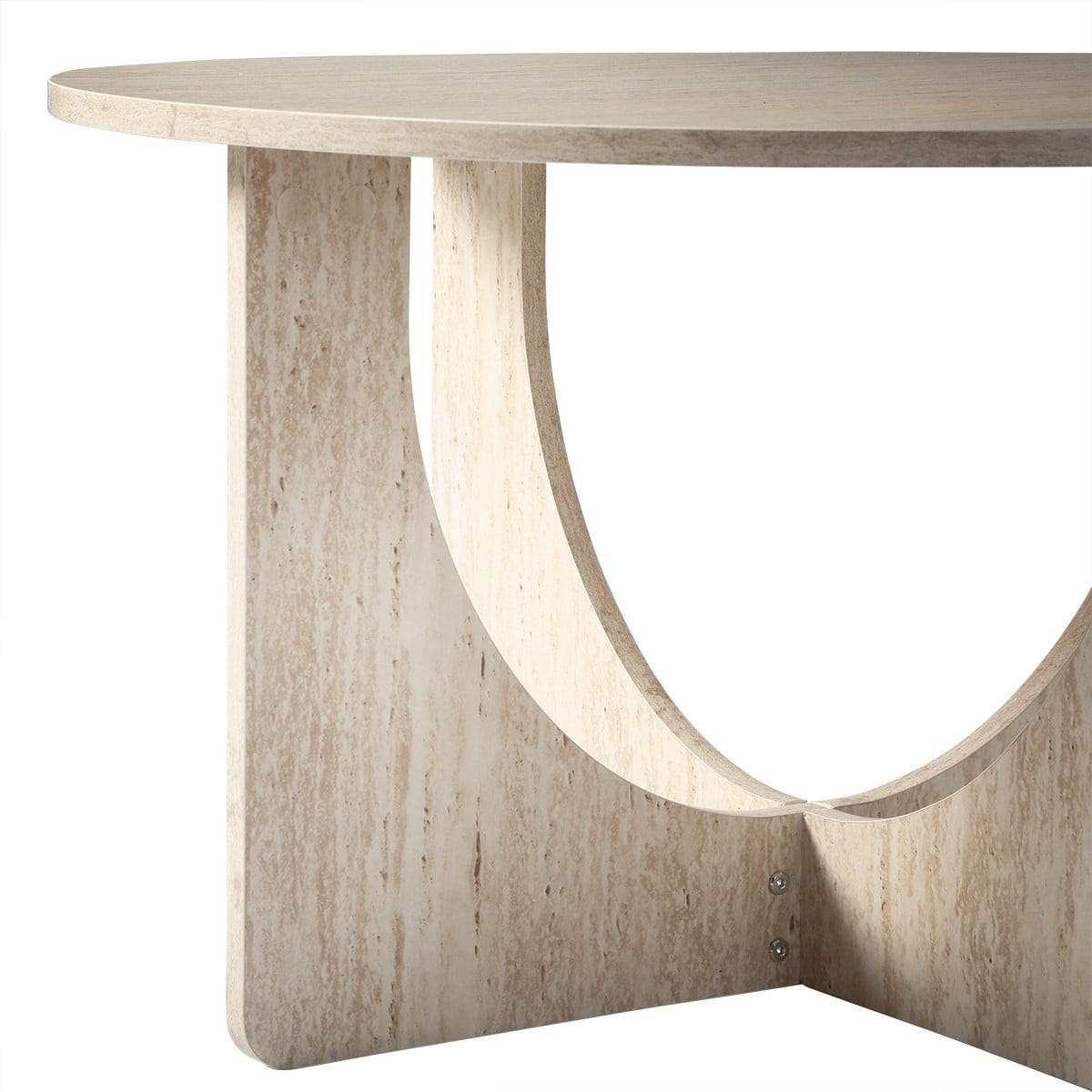 COUCHTISCH mit runder Tischplatte im Travertin-Optik 70/70/42 cm - Beige, Holzwerkstoff (9.5/70/42cm) - Calicosy