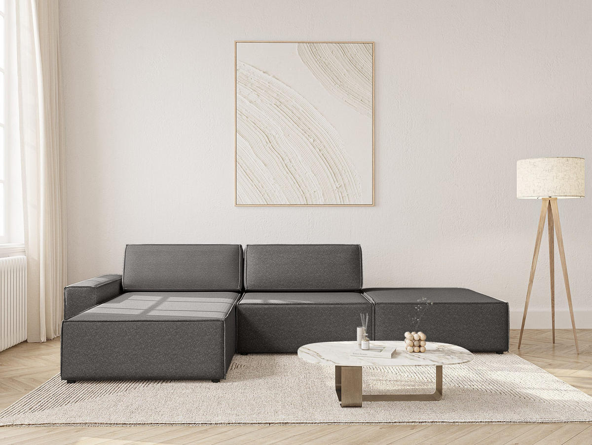 ECKSOFA Lummo Re mit Schlaffunktion, Graphit - Graphitfarben, Textil (323/185cm) - Fedve