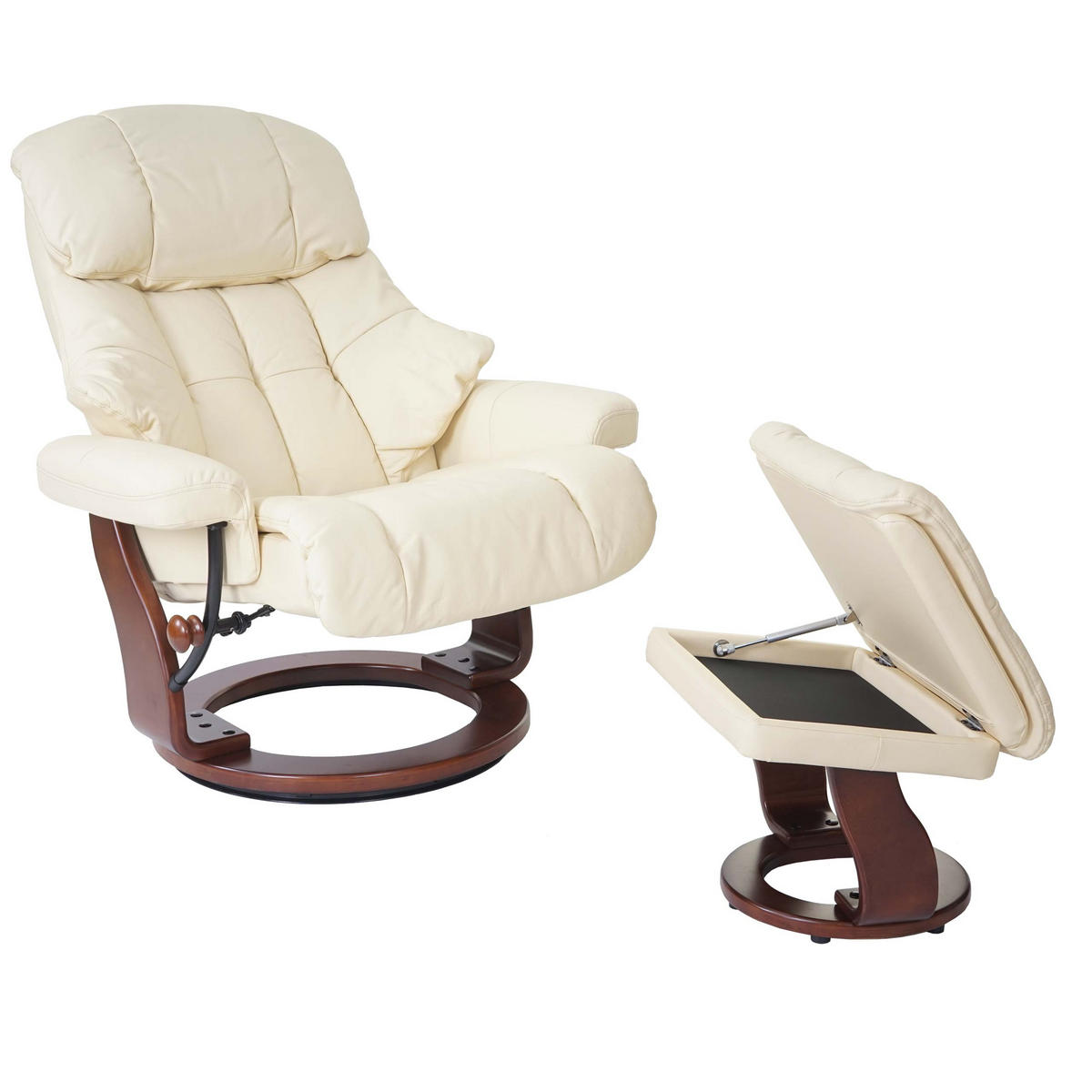 RELAXSESSEL XXL MIT HOCKER Beige - Beige, Leder (97/112/88cm) - MCA