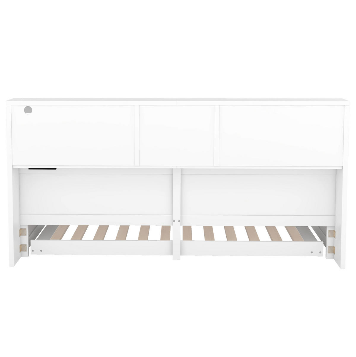 POLSTERBETT aus Spanplatte und MDF 90x200 cm in Weiß mit LED, USB & Ausziehbett - Weiß, Holzwerkstoff (90/200cm) - Modfu