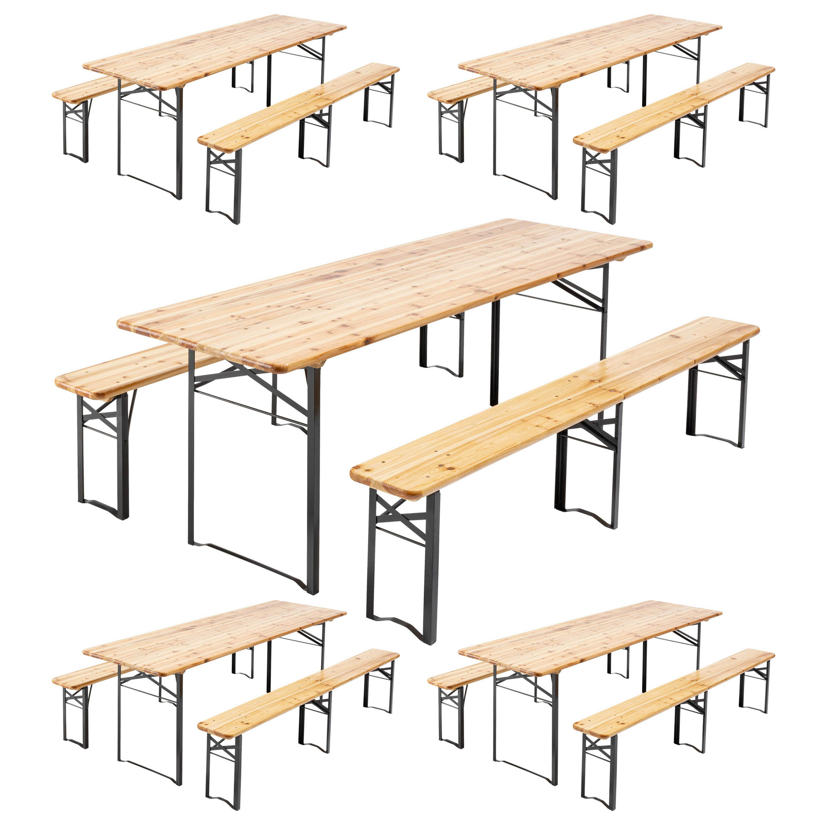 BIERTISCHGARNITUR 5er-Set, Holzfarbe - Braun, Holz - Oviala