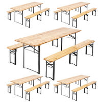 BIERTISCHGARNITUR 5er-Set, Holzfarbe - Braun, Holz - Oviala