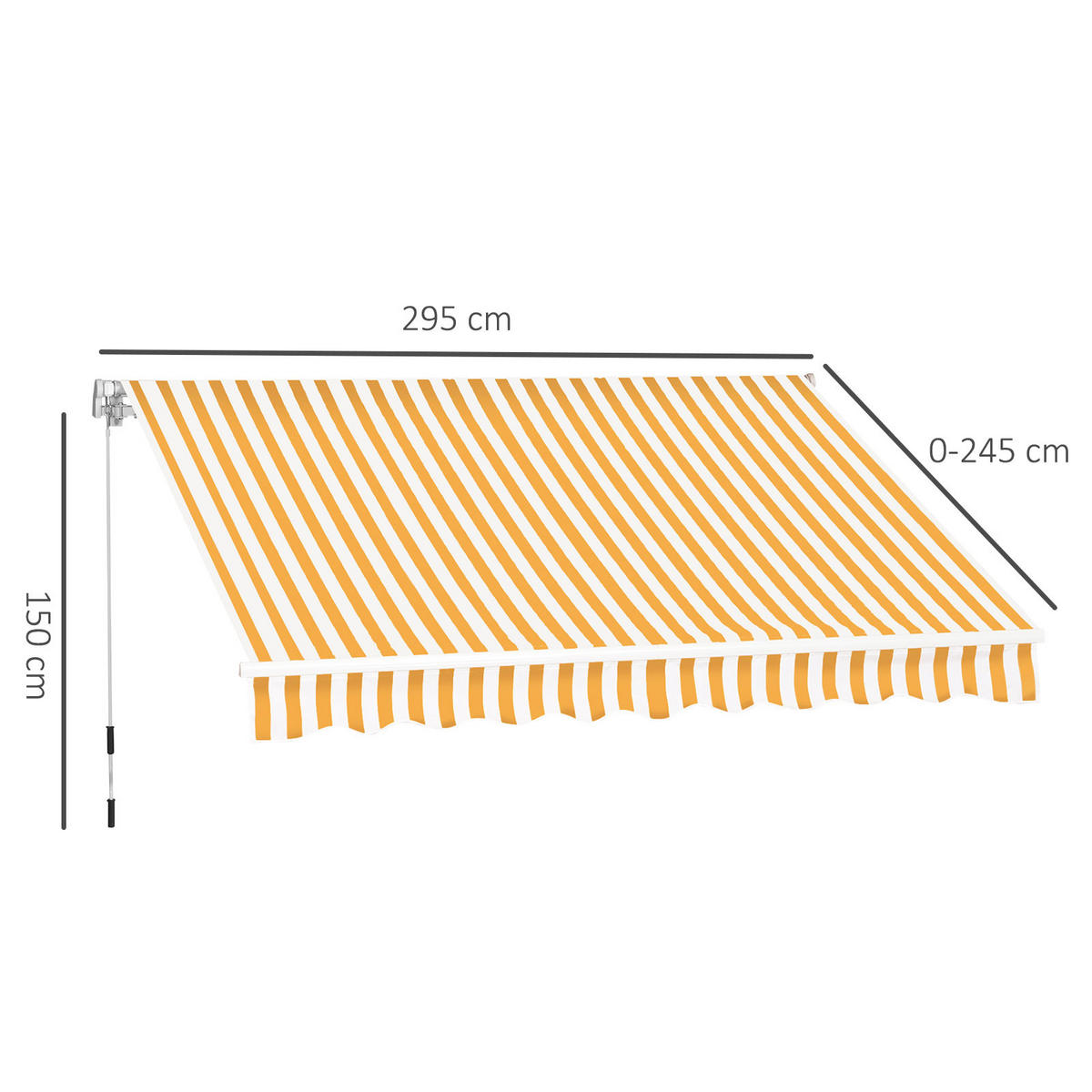 MARKISE DE-13907 manuell 295/245 cm, Winkel 45°-85° Orange - Orange, Metall (245/1/295cm) - ComfortXL