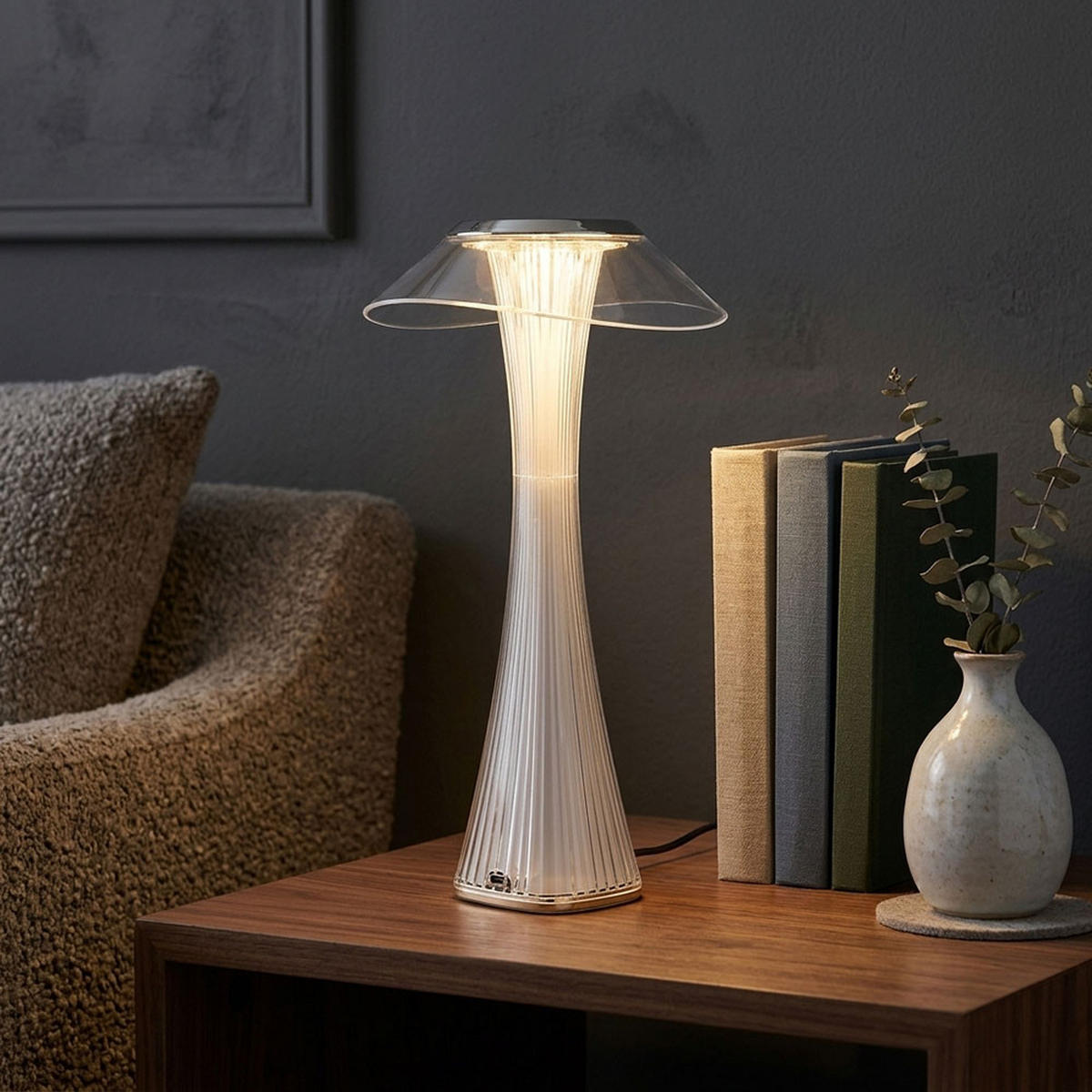 LED TISCHLEUCHTE Ambra Silber - Klar, Kunststoff (15.1/15.1/27.4cm) - Globo Lighting
