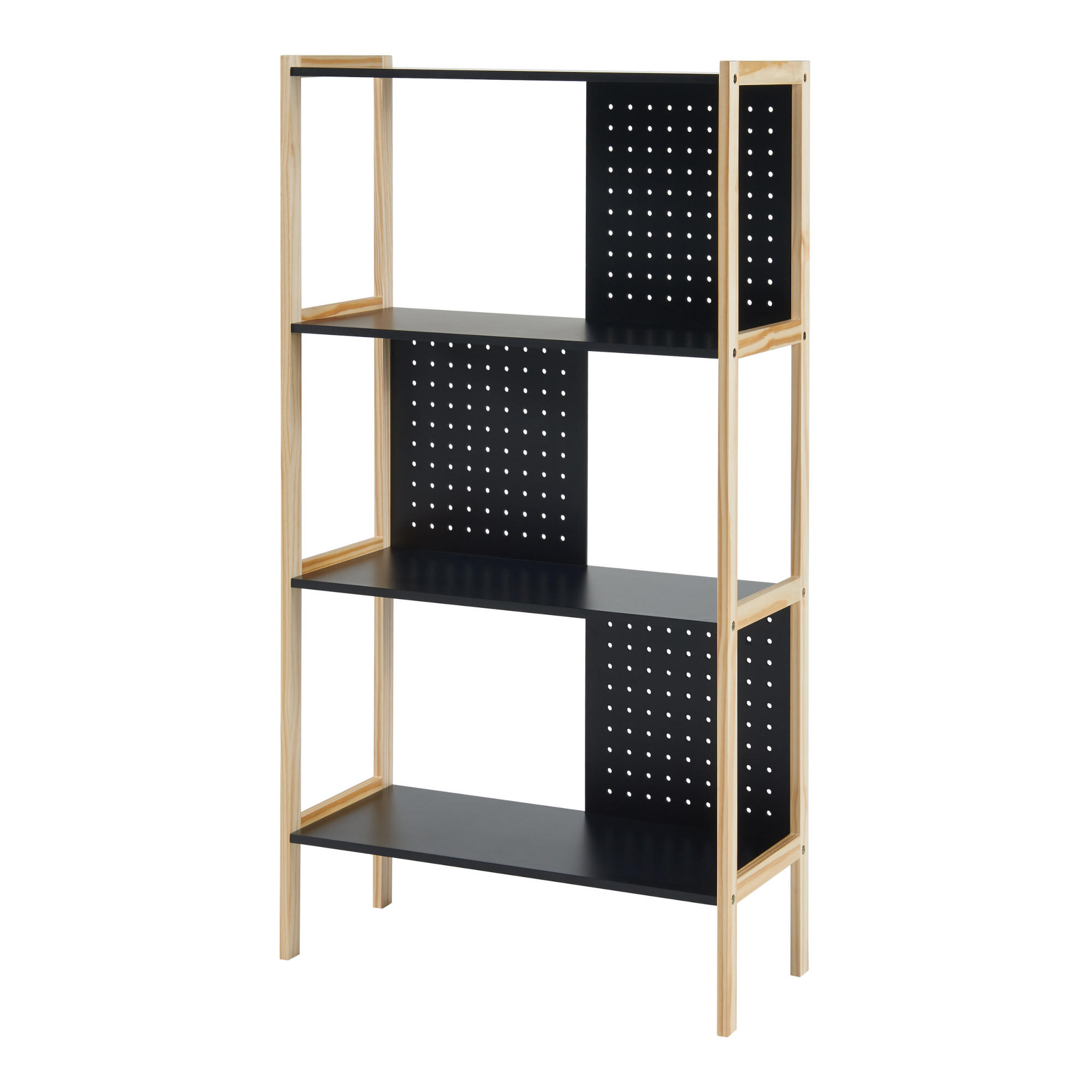 STANDREGAL Dønna - Schwarz/Naturfarben, Holzwerkstoff (63/120/28cm) - [en.casa]