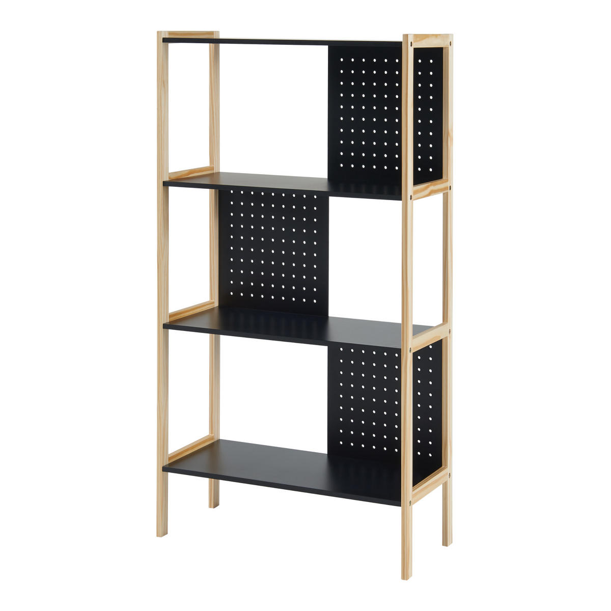 STANDREGAL Dønna - Schwarz/Naturfarben, Holzwerkstoff (63/120/28cm) - [en.casa]