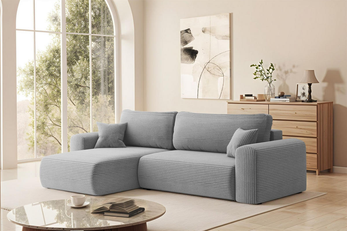 ECKSOFA Flora In Poso - Hellgrau, Holzwerkstoff/Textil (145/272cm) - Fun Möbel