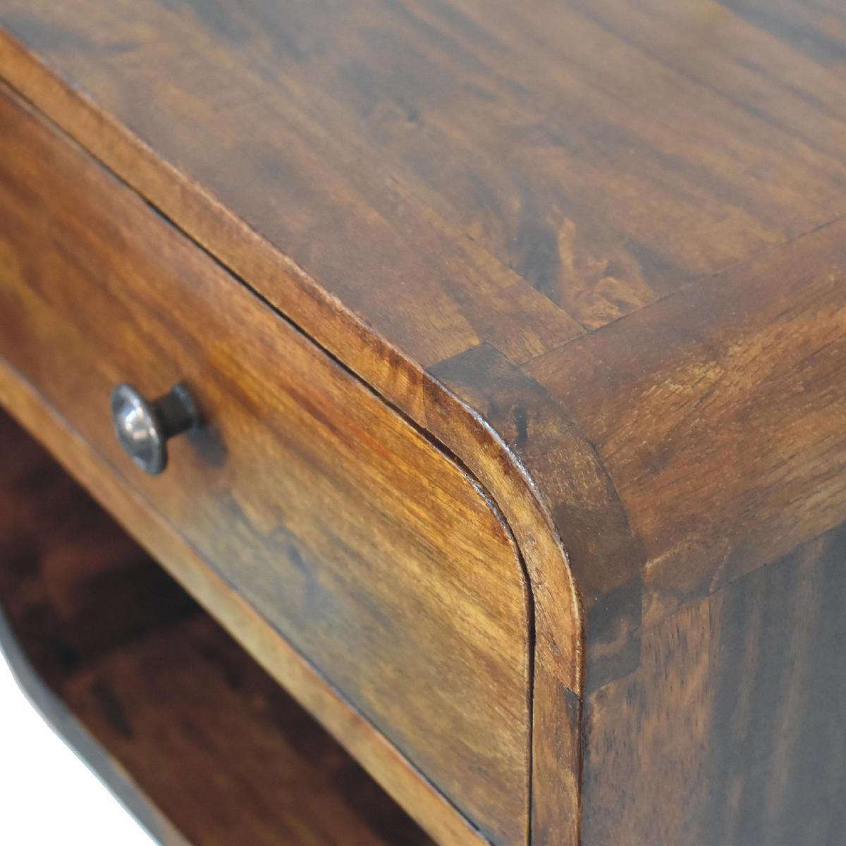 NACHTTISCH mit einer Schublade, wandmontierbar - Kastanienfarben/Messingfarben, Holz/Metall (30/25/25cm) - Artisan Furniture