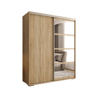 SCHIEBETÜRENSCHRANK GENUA 180, 2-türig Kleiderschrank mit 1 Spiegel, Moderne Garderobe, Schrank in Größe: 180 x 217 x 66 cm - Braun, Holzwerkstoff (180/217/66cm) - O-Sofa