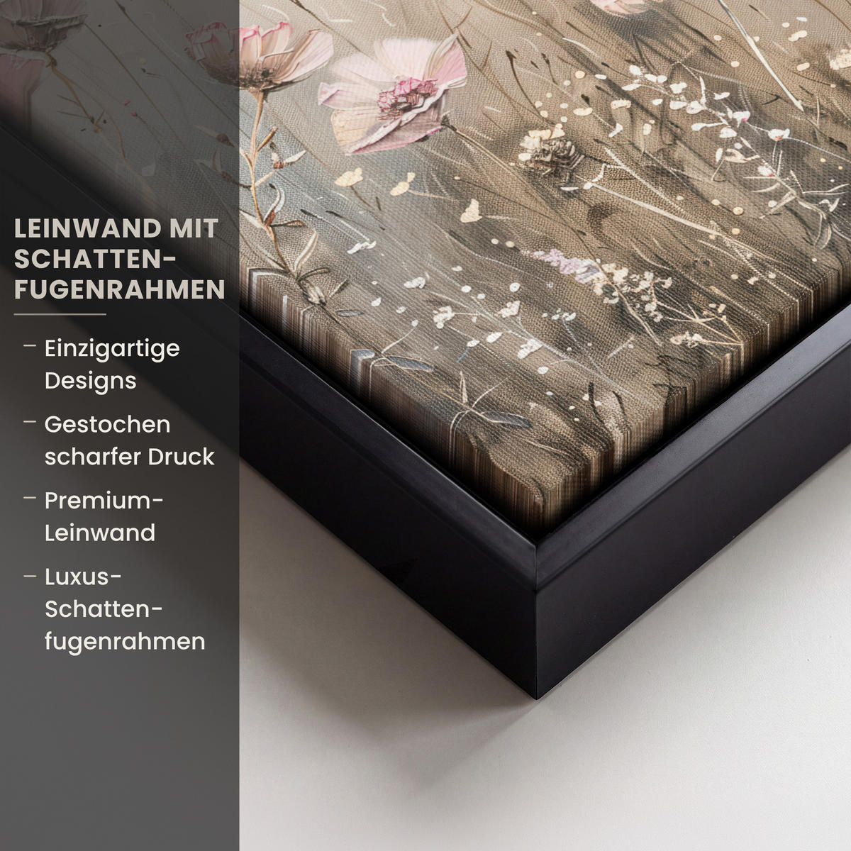 LEINWAND Bilder mit Rahmen - Blumen - Rosa - Modern - Beige - 20x20 - Beige, Textil (20/20cm) - MuchoWow