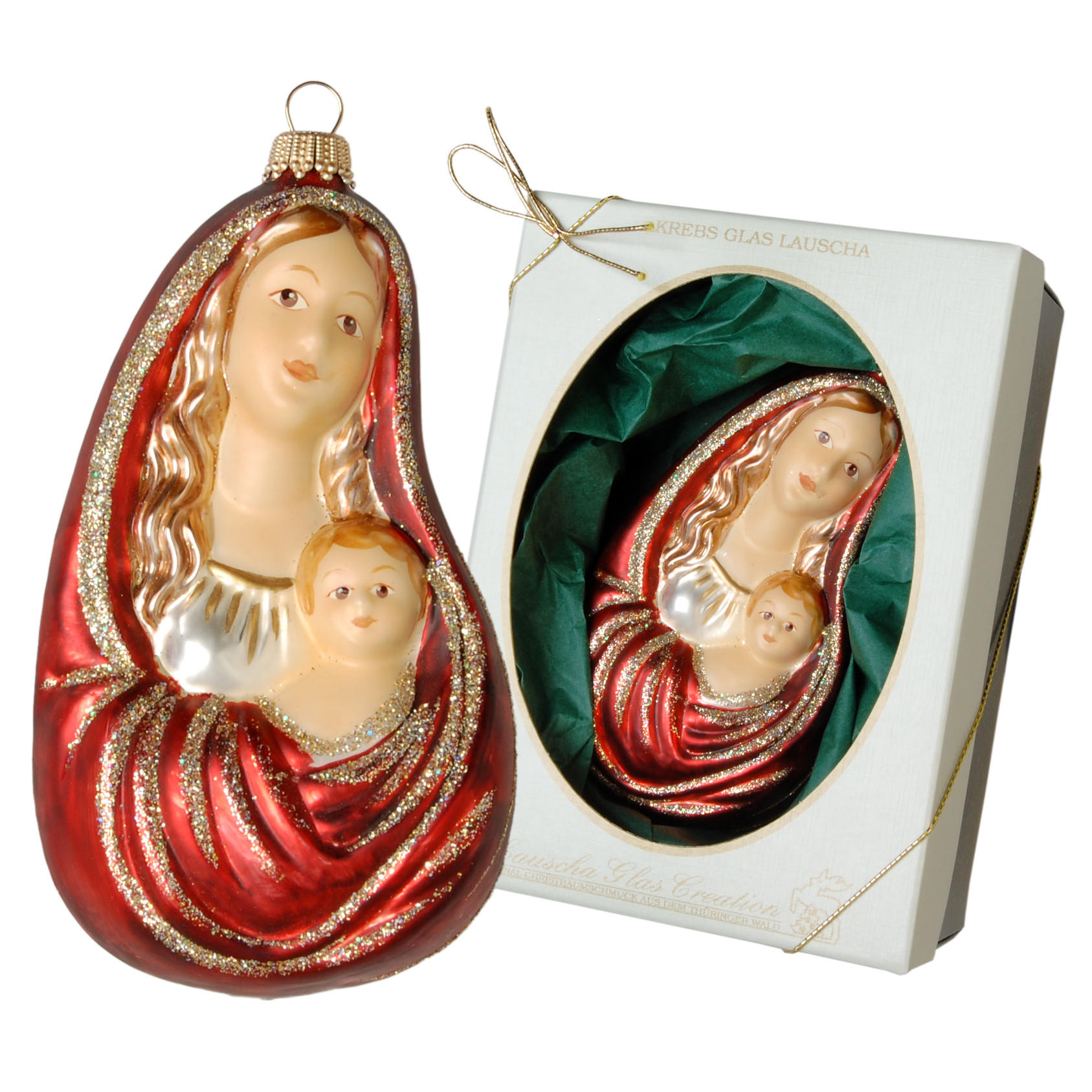 Krebs Glas Lauscha Christbaumschmuck Rot 7x13x5 cm