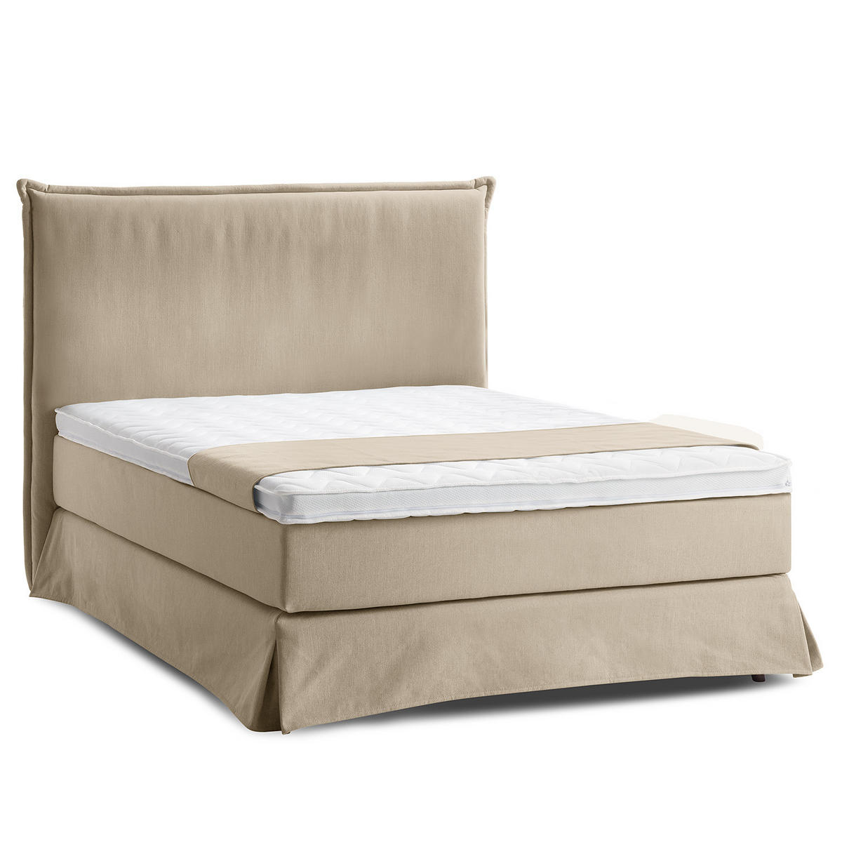 BOXSPRINGBETT mit Husse - Schlammfarben, Textil (140/200cm) - home24