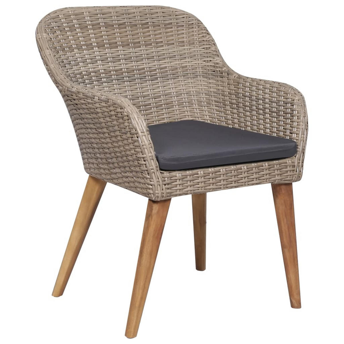 GARTENSTÜHLE Mit Polstern 2er Set Poly Rattan Braun - Braun, Kunststoff (56/82/60cm) - vidaXL