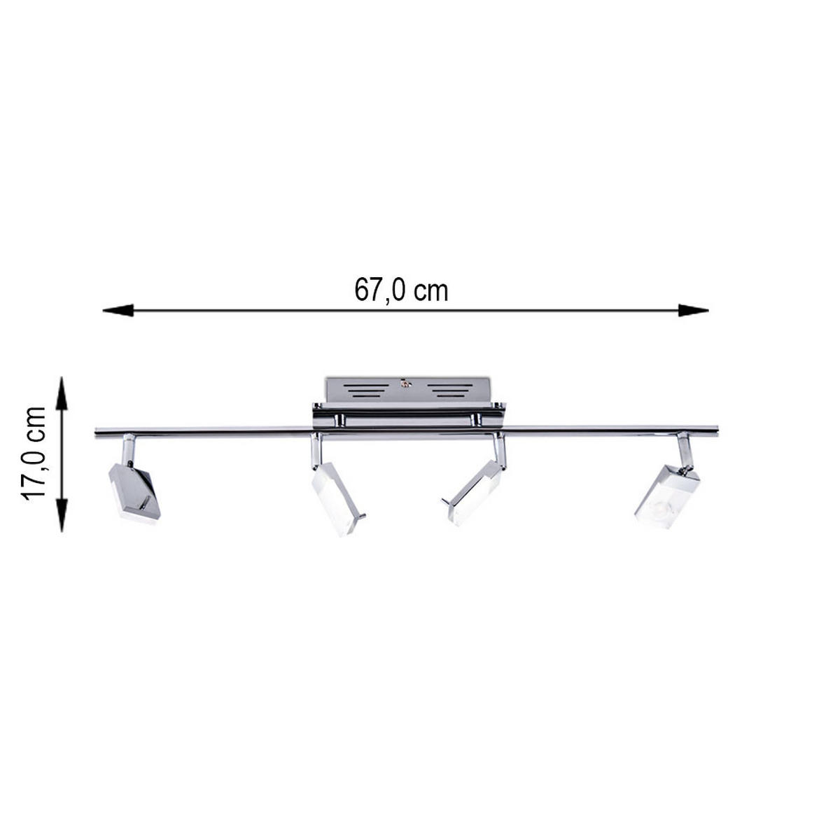 LED DECKENLEUCHTE Metall Chrom Silber - Silberfarben, Metall (67/17/17cm)