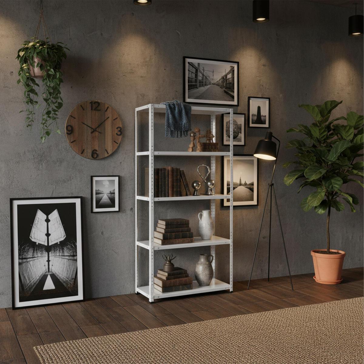 LAGERREGAL - Weiß, Kunststoff/Metall (75/150/30cm) - Relaxdays