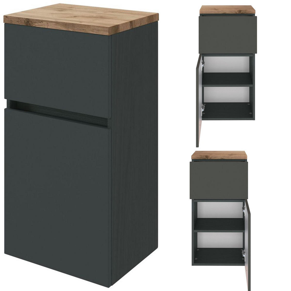 BADMÖBEL-SET 5-TLG. Pesaro-03 - Grau, Holzwerkstoff (220/200/48cm) - Lomado