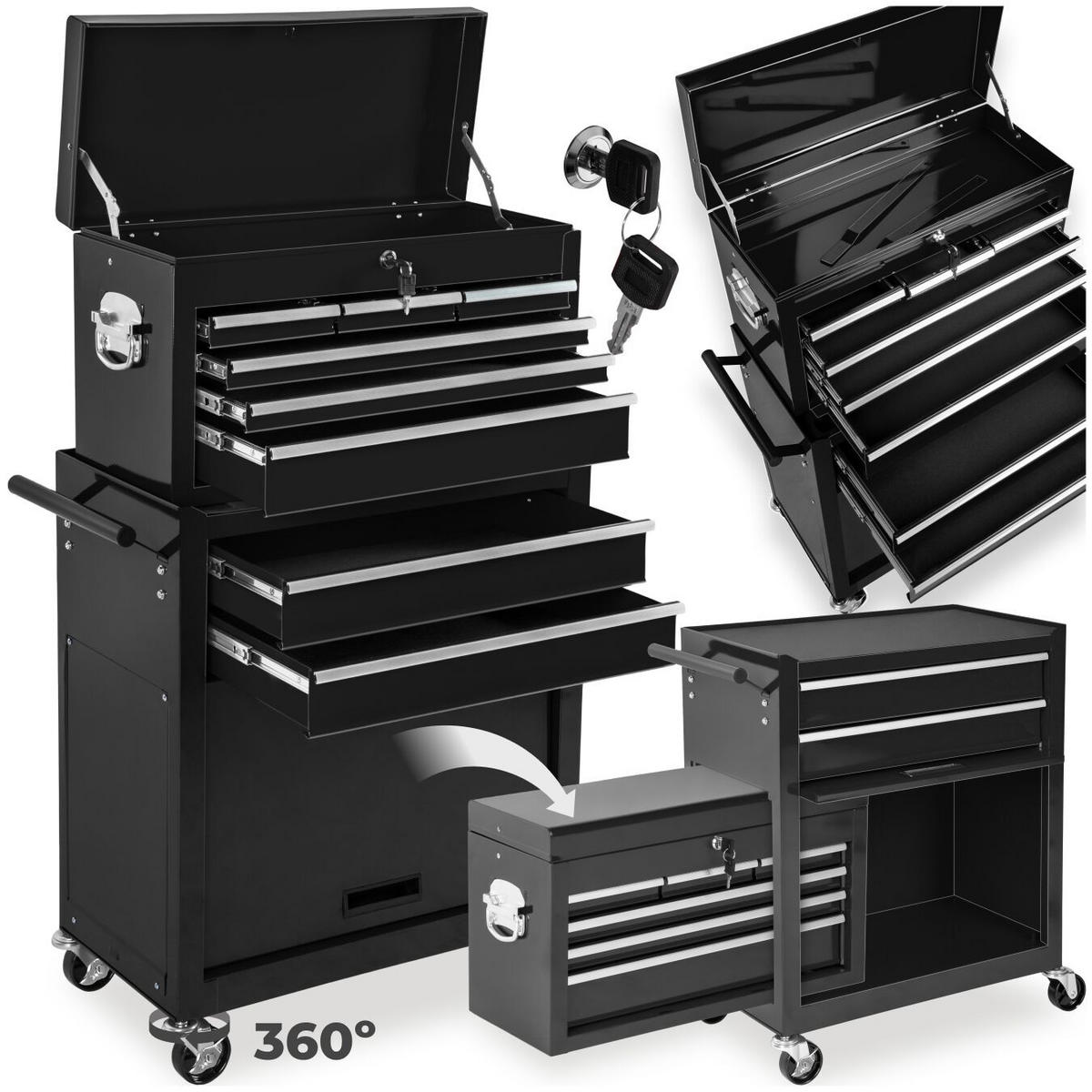 WERKZEUGWAGEN ,Rollen Ø 100 mm,schwarz - Schwarz, Metall (33/110/69cm) - tectake