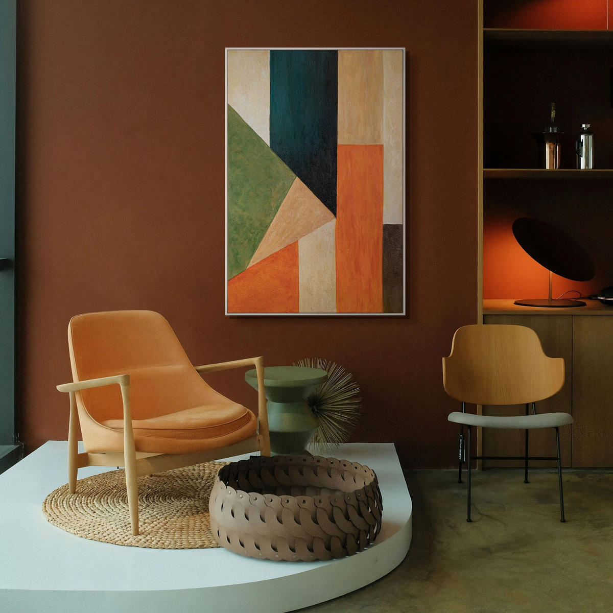 GEMÄLDE Ordnung und Bewegung Schattenfugenrahmen Eichefarben 120x80 cm - Eichefarben, Holz (120/80cm) - YS-art gallery