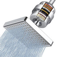 DUSCHKOPF-SET mit Filter 15 cm Quadratisch Chrom - Silberfarben, Metall (15/5/15cm)