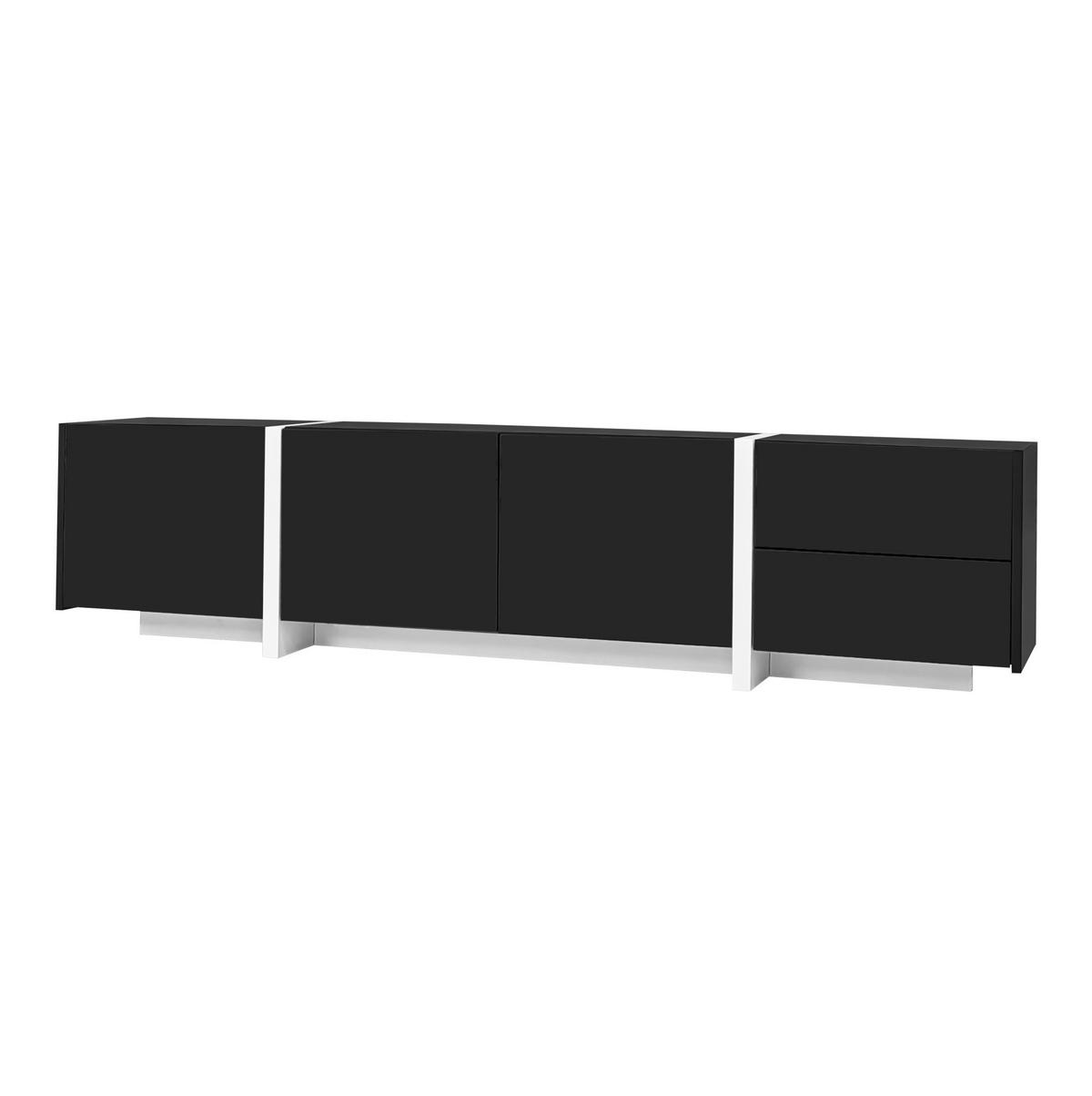 TV-ELEMENT mit 3 Türen und Schublade 170 cm Schwarz-Weiß Hochglanz - Schwarz, Holzwerkstoff (30/39/170cm) - Beauniv