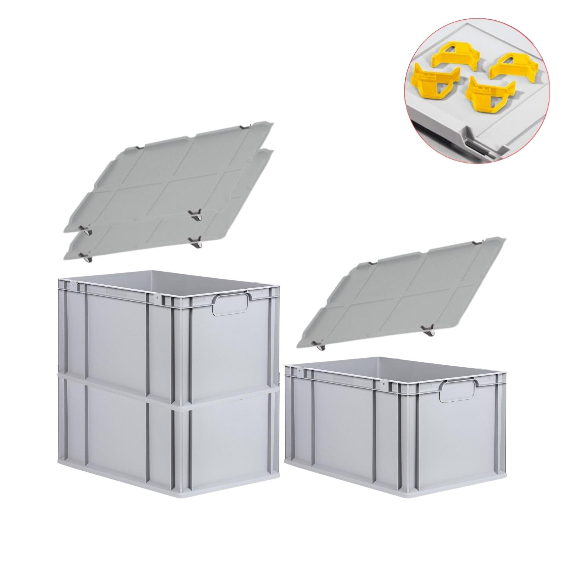 EUROBOX 3x Nextgen Economy Mit Auflagedeckel Grau/Gelb Griffe Geschlossen 65 Liter - Gelb, Kunststoff (40/32/60cm) - PROREGAL
