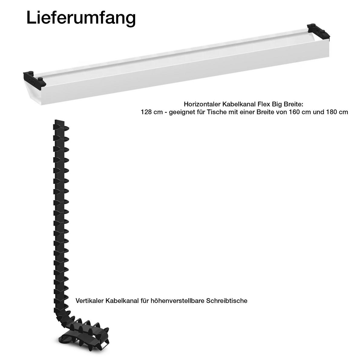KABELMANAGEMENT-SET Horizontaler Kabelkanal Flex-big + Vertikale Kabelführung / Plus Vertikale Kabelführung Weiß 1280mm - Weiß, Metall (16/128/10cm) - ASSMANN