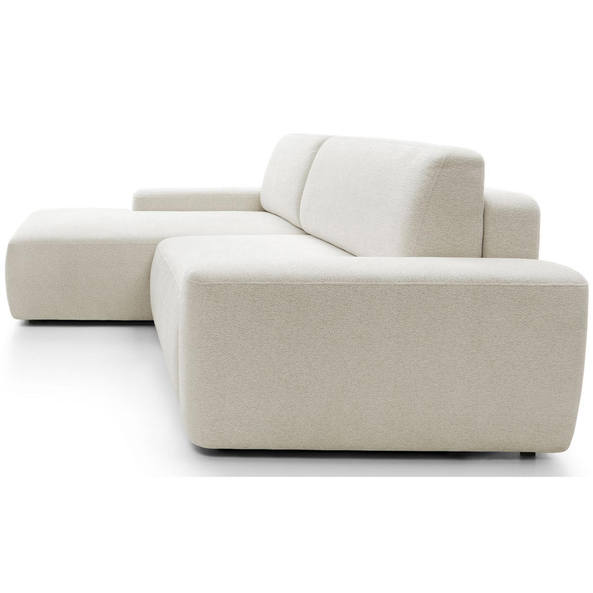 ECKSOFA Baleo Creme Chenille-Bezug - Creme/Schwarz, Kunststoff/Textil (264/162cm) - Selsey