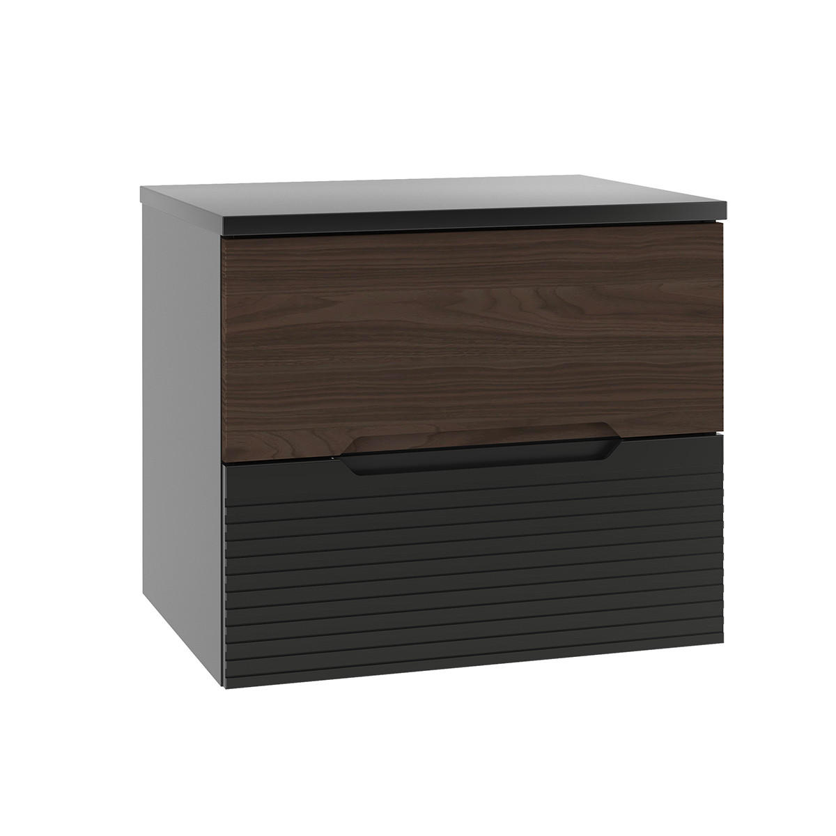 WASCHTISCHUNTERSCHRANK 60.6cm Sylla Schwarz und Holz - Schwarz, Holzwerkstoff (60.6/52.2/46.5cm) - Petits-meubles