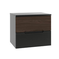 WASCHTISCHUNTERSCHRANK 60.6cm Sylla Schwarz und Holz - Schwarz, Holzwerkstoff (60.6/52.2/46.5cm) - Petits-meubles