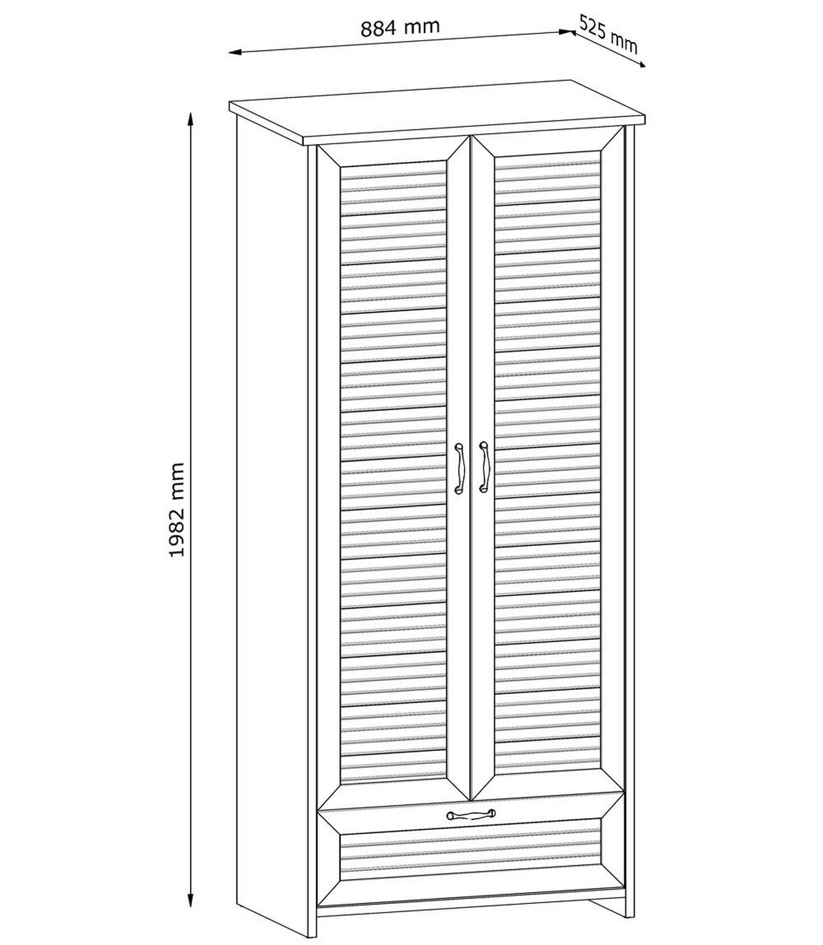 KLEIDERSCHRANK Orient weiß 88,4 / 52,5 / 198,2cm - Weiß, Holz/Holzwerkstoff (88.4/198.2/52.5cm) - Feldmann-Wohnen