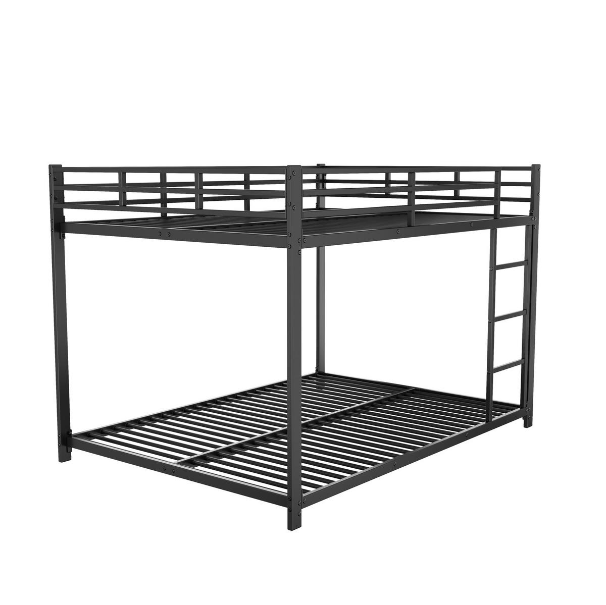 ETAGENBETT aus Metall 140x200 cm Schwarz mit Sicherheitsleisten, Lattenrosten und platzsparendem Design - Schwarz, Metall (140/200cm) - Modfu