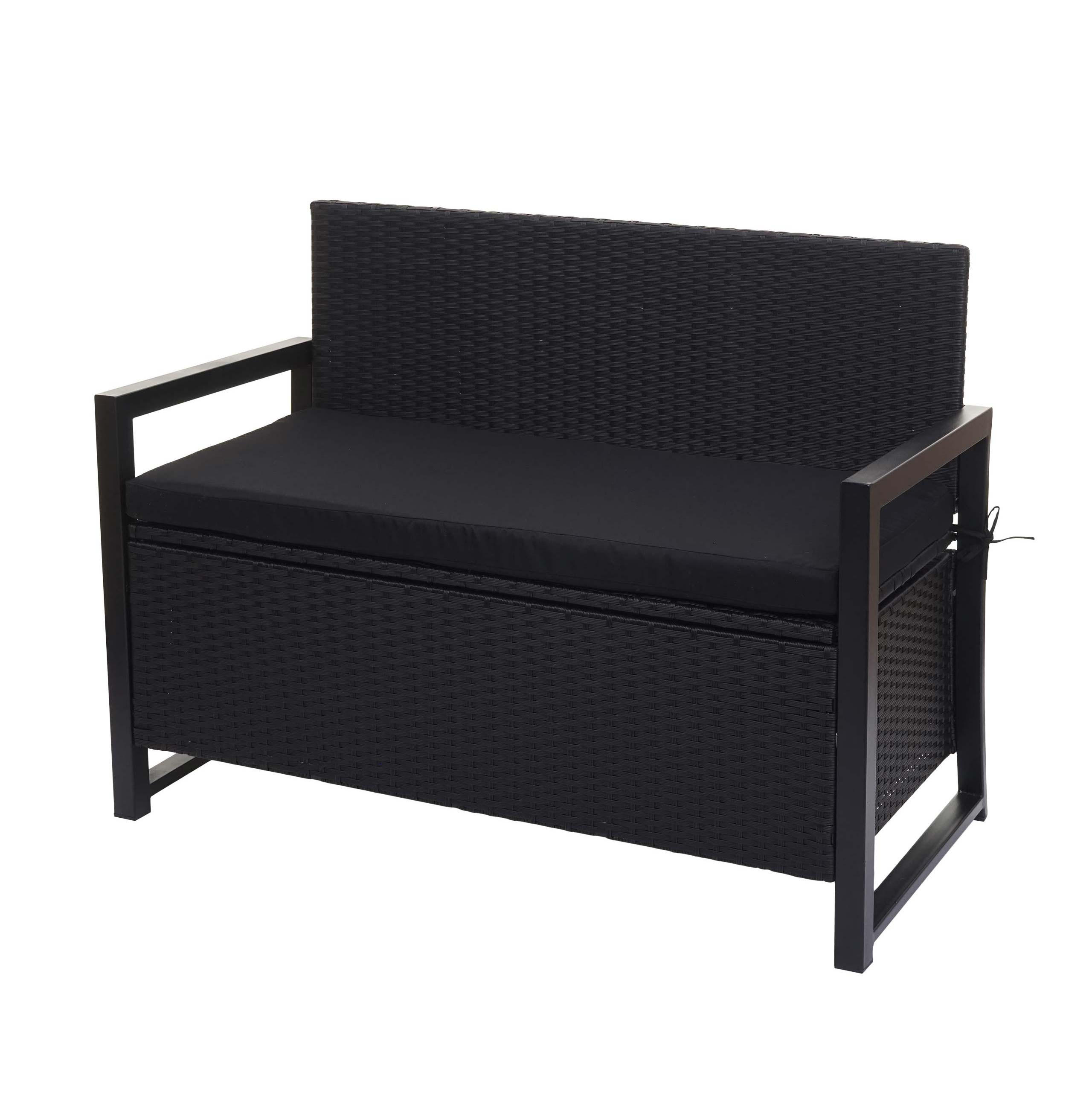 POLY-RATTAN 2ER SITZBANK Anthrazit, Schwarz - Anthrazit/Schwarz, Kunststoff (117/87/57cm) - MCW