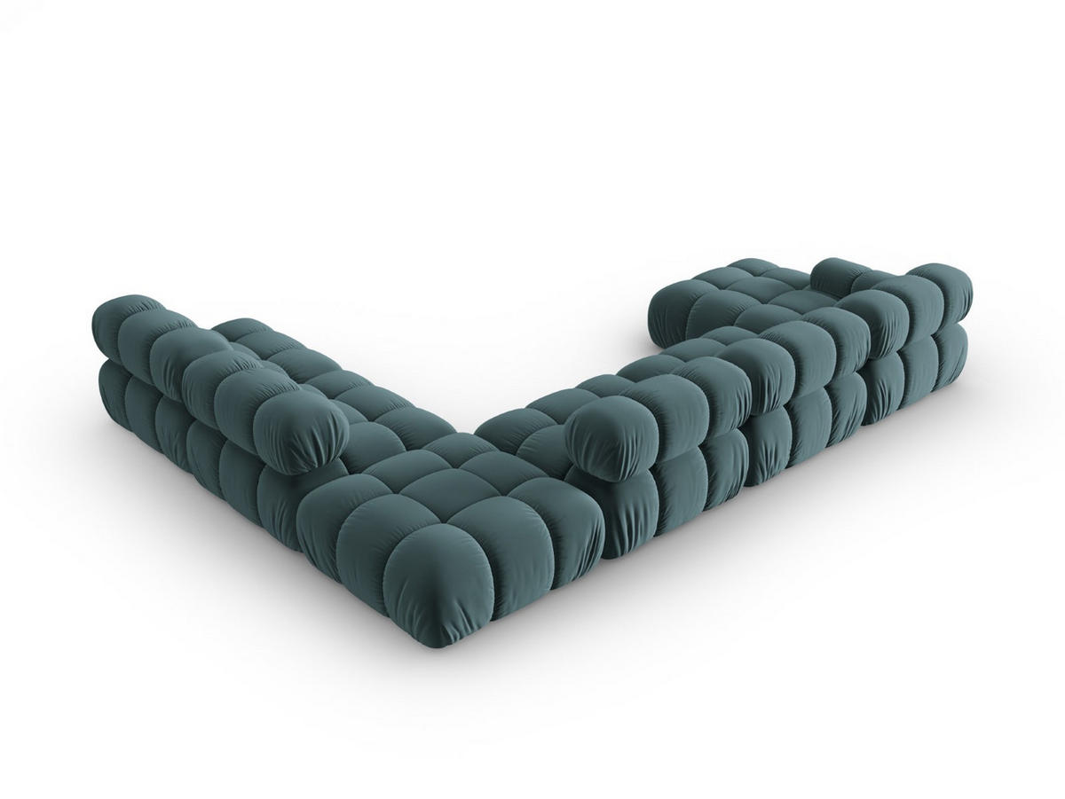 MODULARES-PANORAMASOFA rechts Bellis aus Samt petrol 7 Sitzplätze - Petrol, Textil (282/63/379cm) - Micadoni