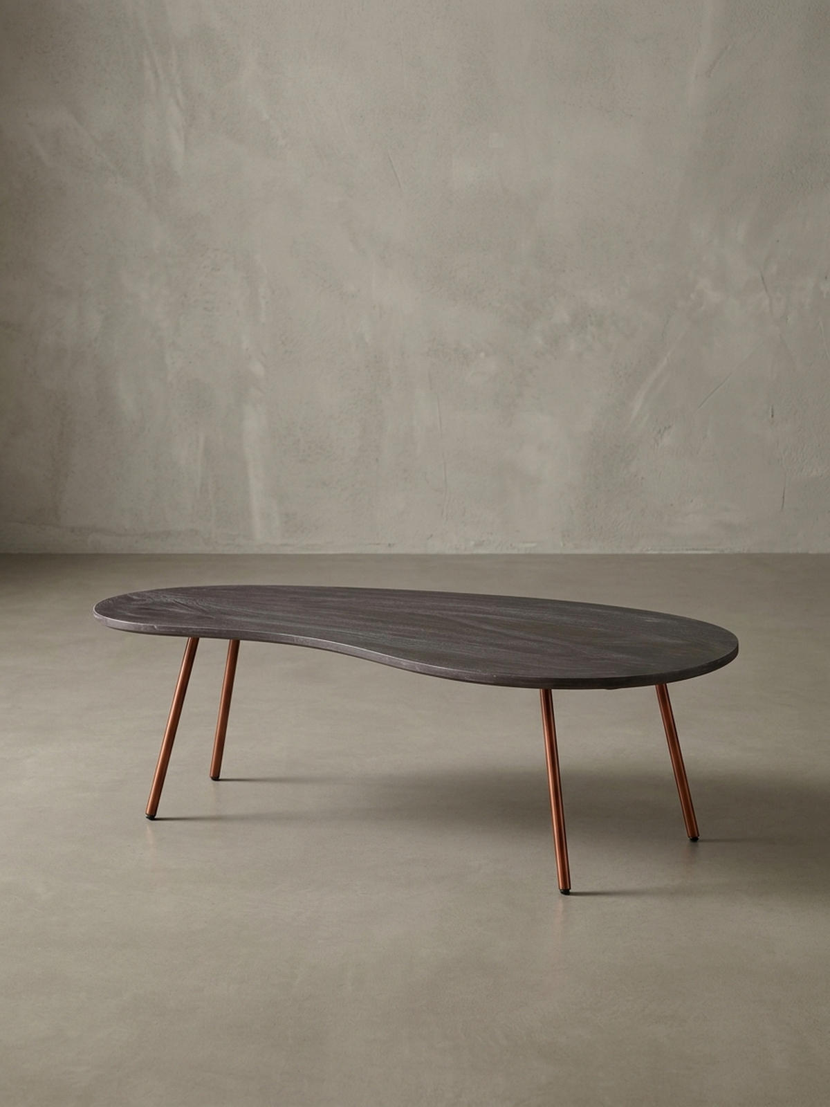 COUCHTISCH Retro-Stil mit Nierenform, Massivholz, Metallbeine, pflegeleichte Tischplatte, Beige 122x63x36 cm - Beige/Braun, Holz/Metall (63/122/36cm) - KADIMA DESIGN