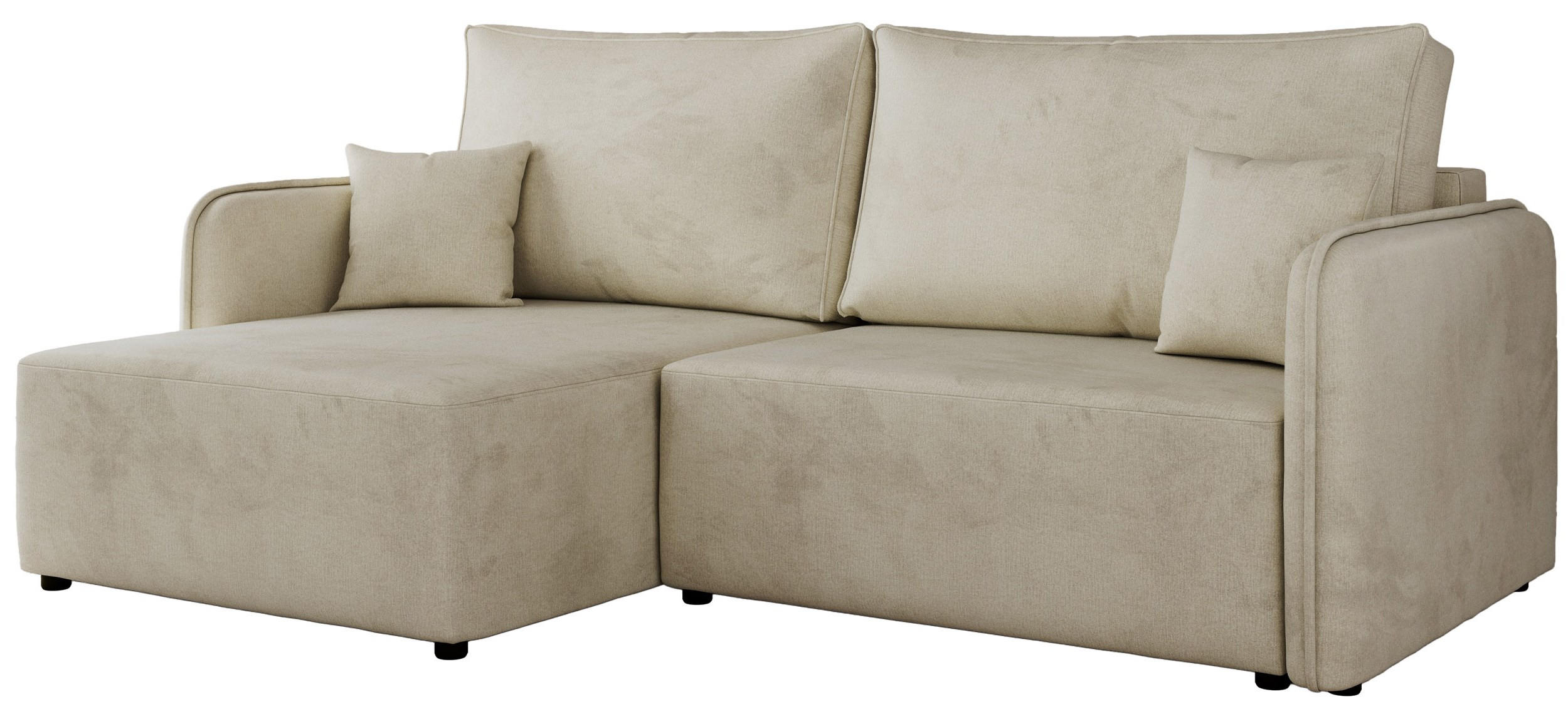 ECKSCHLAFSOFA MESTO L Beige Velvet - links - Beige/Schwarz, Kunststoff/Textil (227/147cm) - MKS