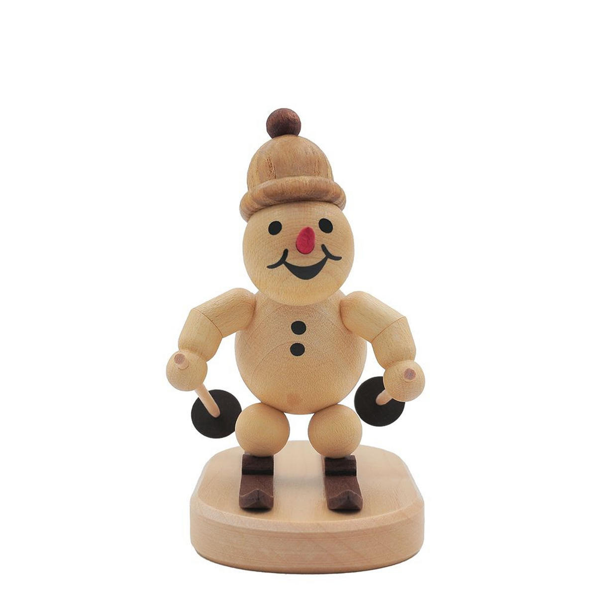 HOLZFIGUR Schneemann Junior Abfahrtsläufer auf Sockel 9 cm - Multicolor, Holz (5/1/0.1cm)