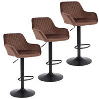 BARHOCKER 3er Set Samt Braun Höhenverstellbar Drehbar - Braun, Textil (51/110/38cm)
