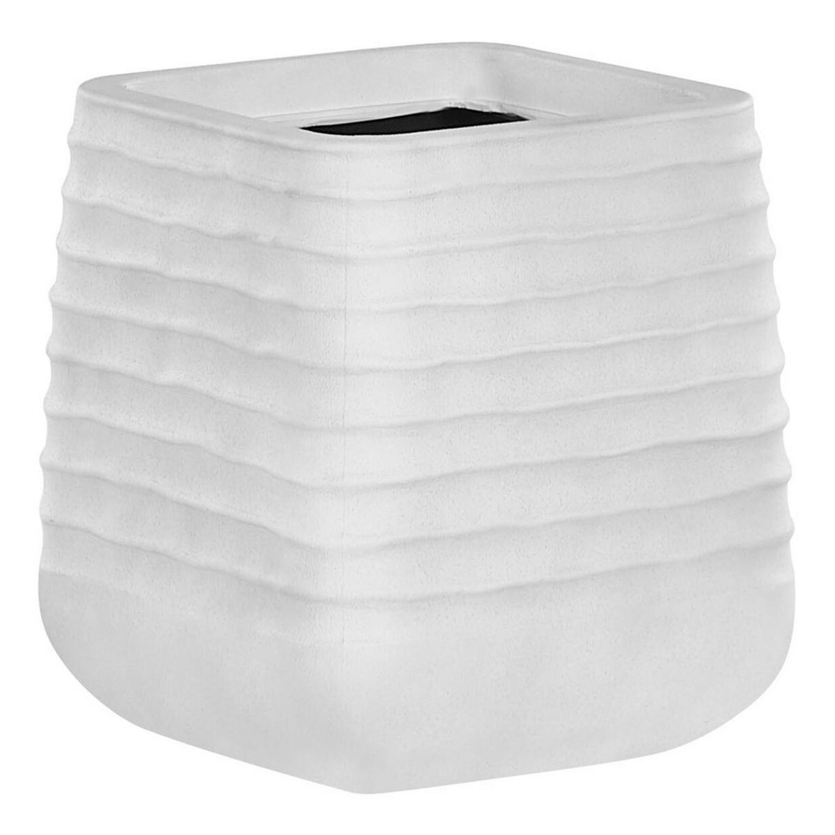 BLUMENTOPF weiß quadratisch 28/28/27 cm Parikia - Weiß, Naturmaterialen (27cm) - Beliani