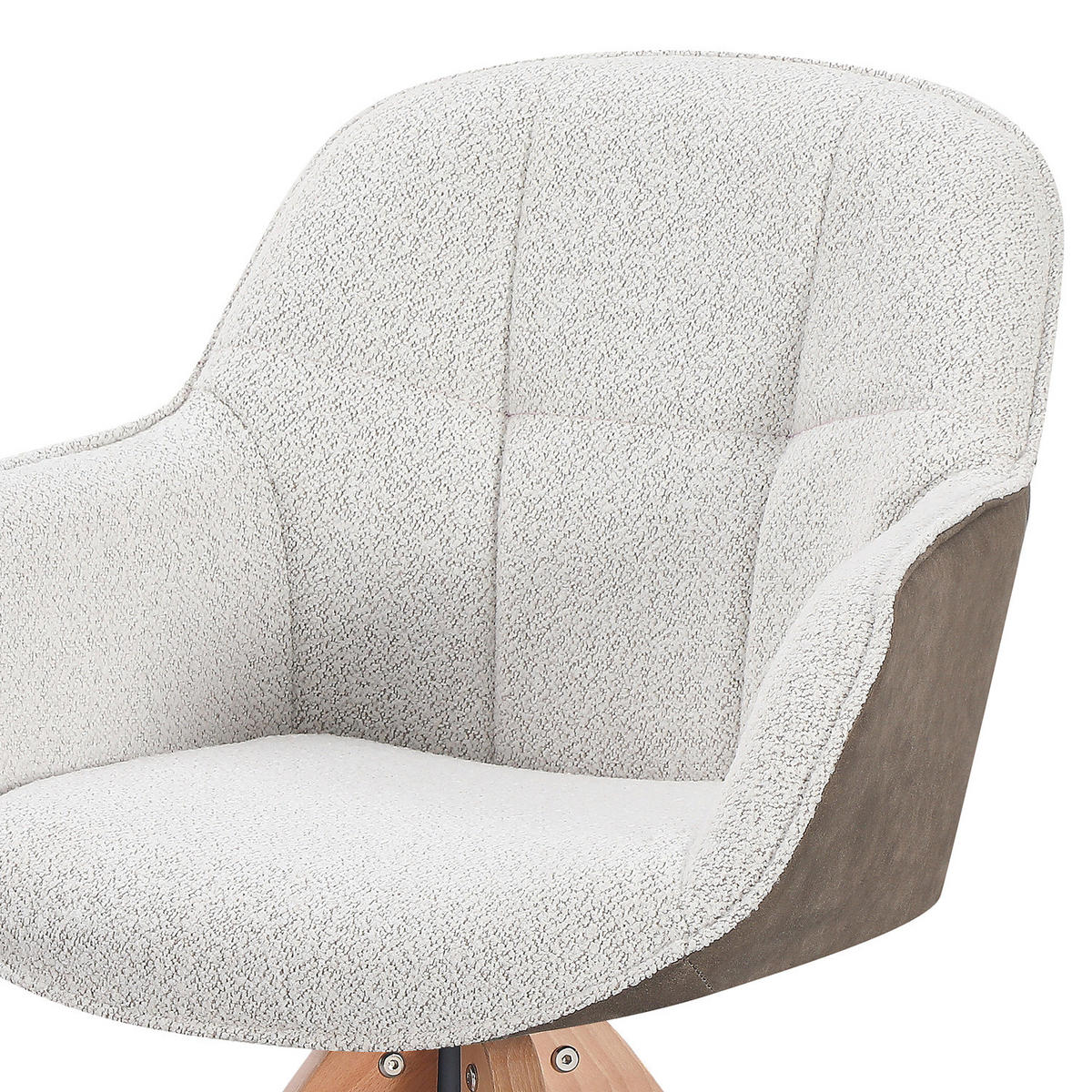 DREHBARER ARMLEHNENSTUHL - 2er-Set - Beige/Buchefarben, Buchenholz/Textil (63/86/62cm) - home24