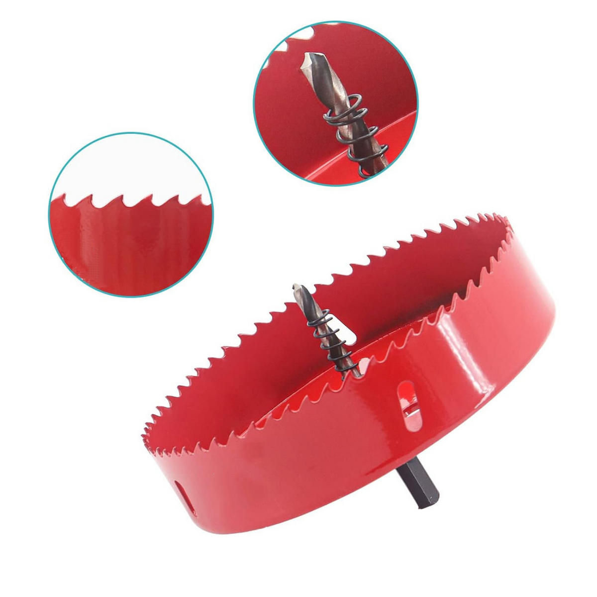 LOCHSÄGE - 150 mm - mit Zentrierbohrer, geeignet für Holz, Plattenwerkstoffe, Kunststoff und Gipskarton. - Rot, Metall (15/15/5.7cm) - DCA