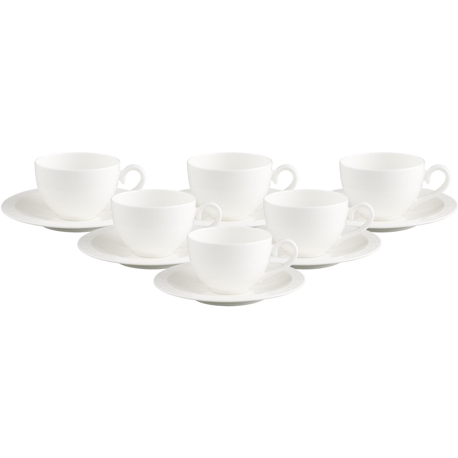 KAFFEETASSEN MIT UNTERTASSEN White Pearl weiß 120 ml 6er Set - Weiß, Keramik (16/8.1/16cm) - Villeroy & Boch
