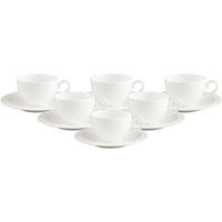 KAFFEETASSEN MIT UNTERTASSEN White Pearl weiß 120 ml 6er Set - Weiß, Keramik (16/8.1/16cm) - Villeroy & Boch